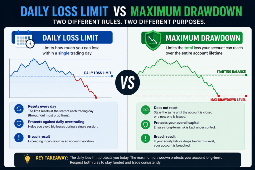 Daily loss limit vs maximum drawdown comparison