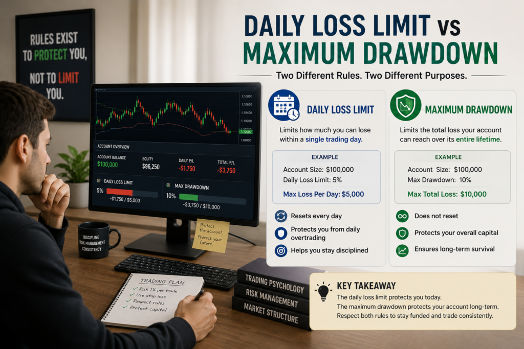Maximum drawdown example for funded trading accounts
