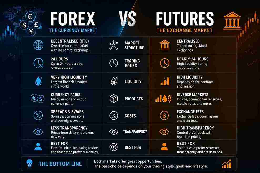 Key differences between forex vs futures markets for prop firm traders