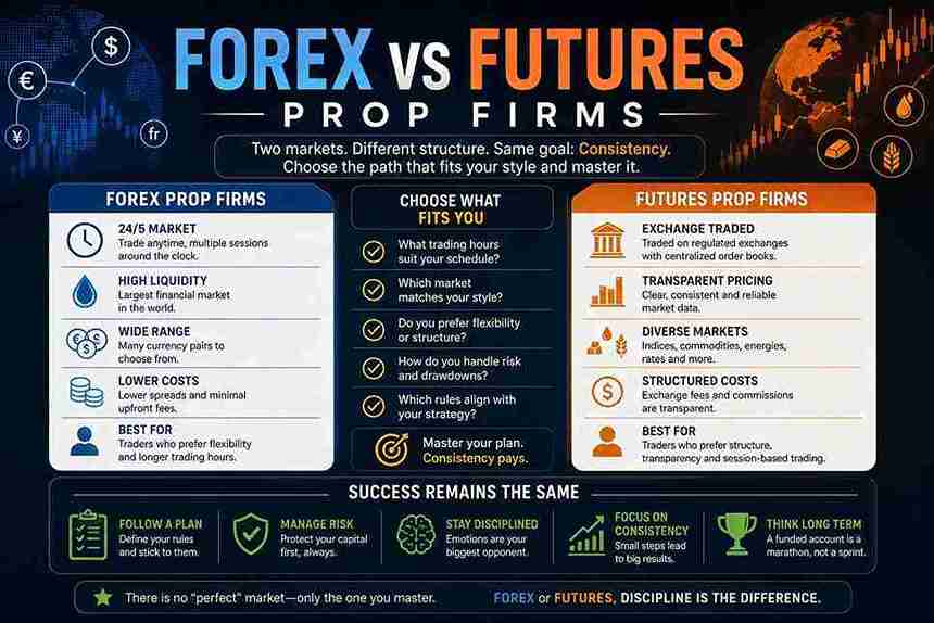 Forex vs futures comparison for beginners choosing a prop firm