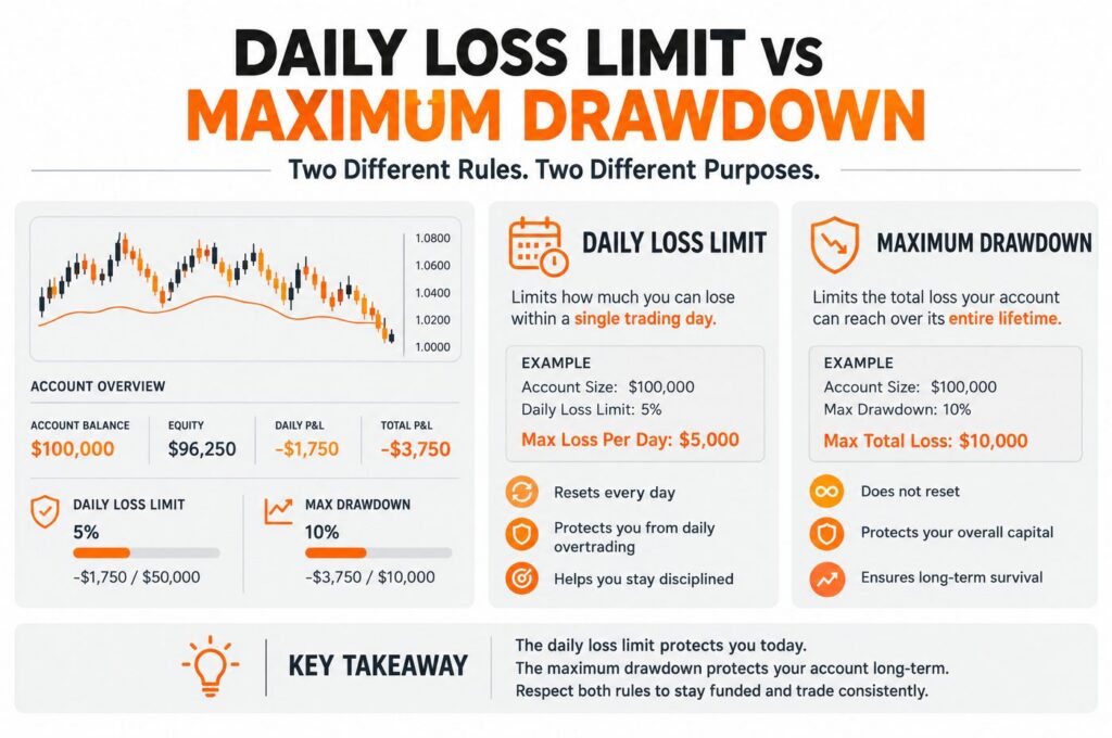 Maximum drawdown example for funded trading accounts