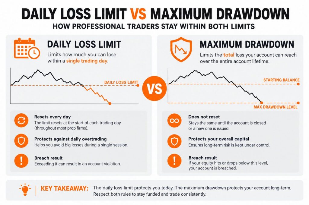 Daily loss limit vs maximum drawdown comparison