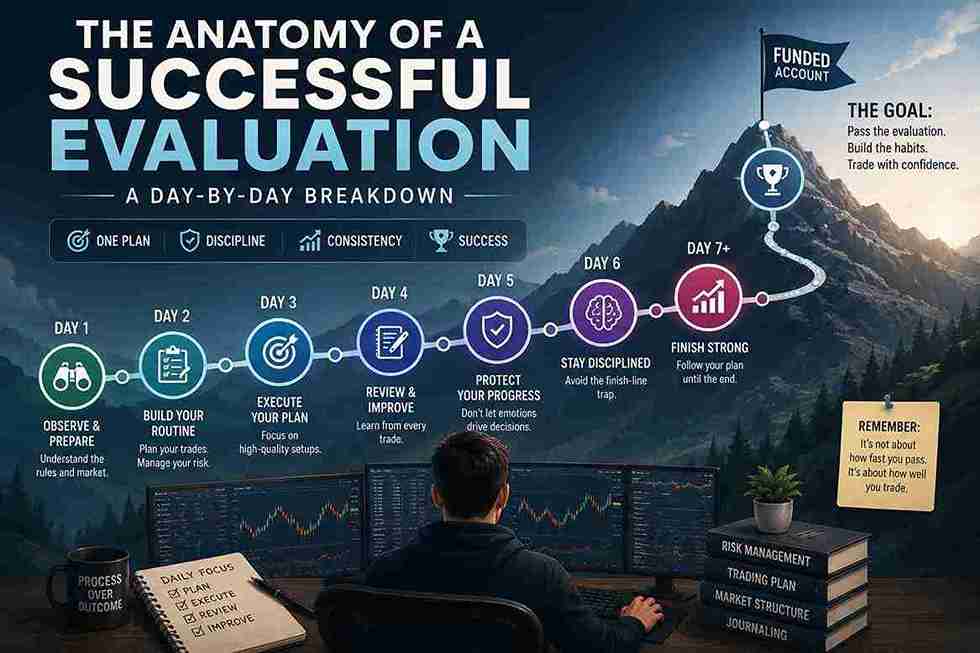 Successful Prop Firm Evaluation: A Day-by-Day Breakdown