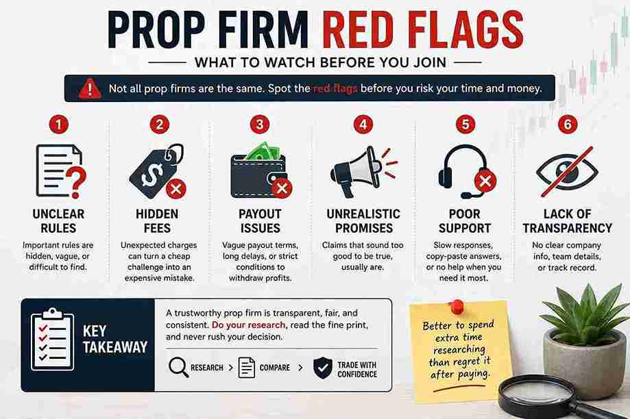 prop firm red flags involving rules fees and payouts