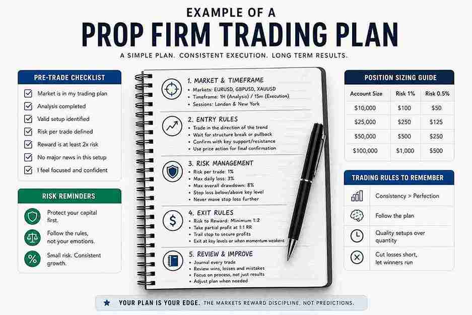 example of a prop firm trading plan with risk management checklist