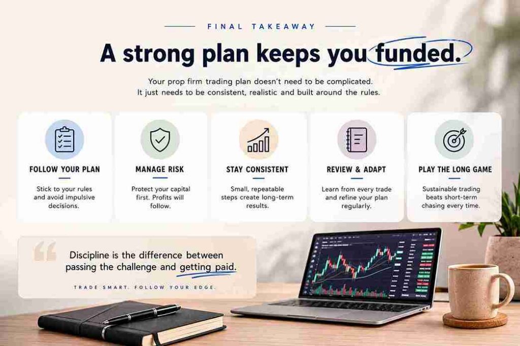 prop firm trading plan showing daily trading routine and journal