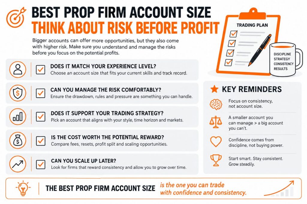 checklist for choosing the best prop firm account size before buying a challenge