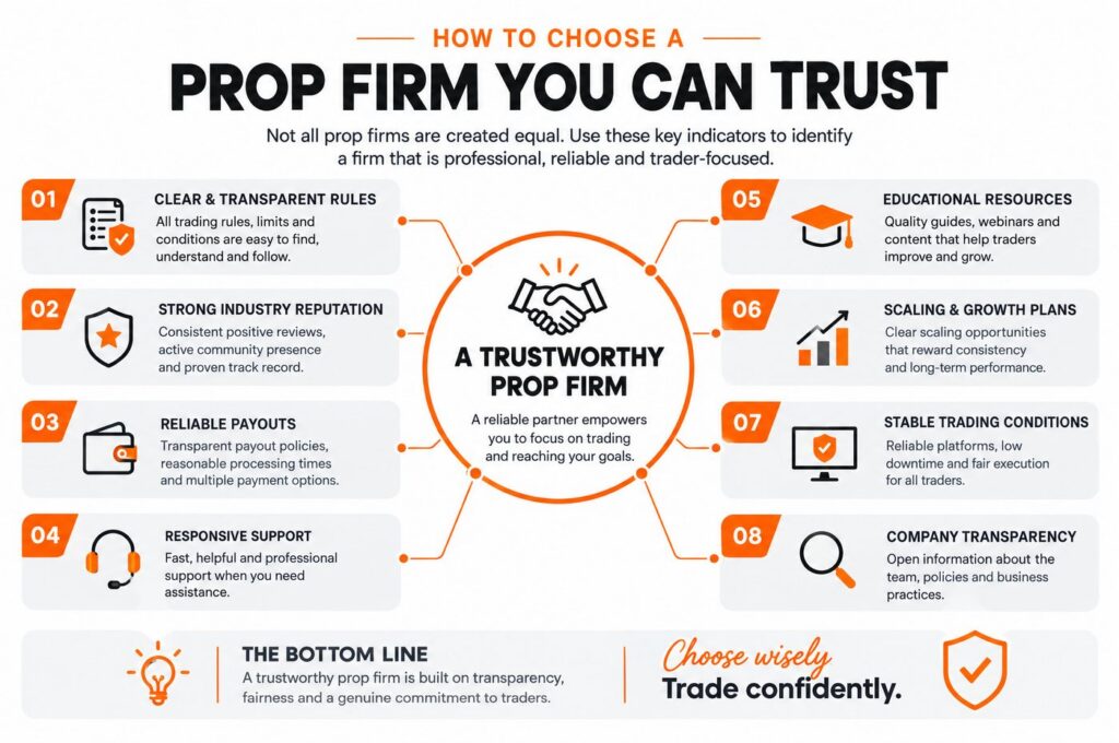 how to choose a prop firm using reputation payouts and trading rules