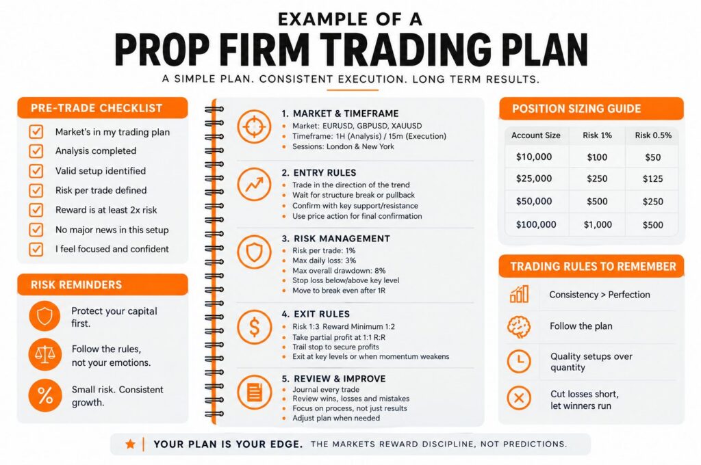 example of a prop firm trading plan with risk management checklist
